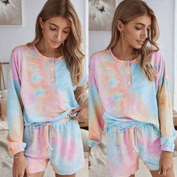 Other - Tie dye lounge pajama set top and shorts